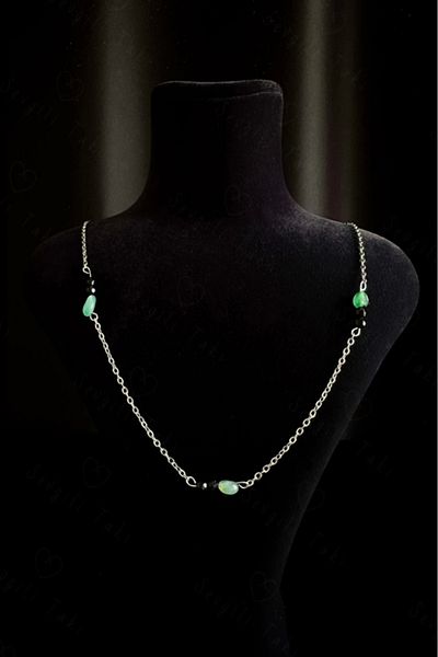 SEVGİLİ TAKI Agate Natural Stone Steel Necklace| Spiritual Series