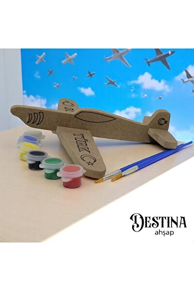 Destina Ahşap Eğitici ve Yaratıcı Boyama Seti Kendi Oyuncağını Kendin Yap Ren...