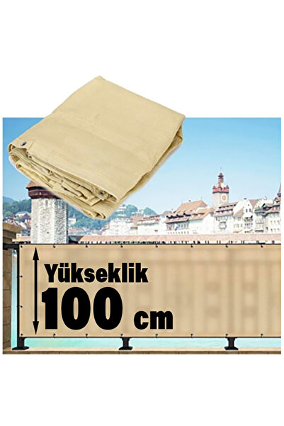 BİLGİÇÇADIR %95 KREM Renk Gölgelik File Balkon-Çit-Yükseklik(Cm) Seçiniz- Gen...