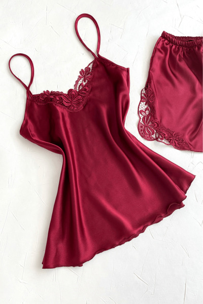 Gece İncisi Set pantaloni scurți din satin Sahra