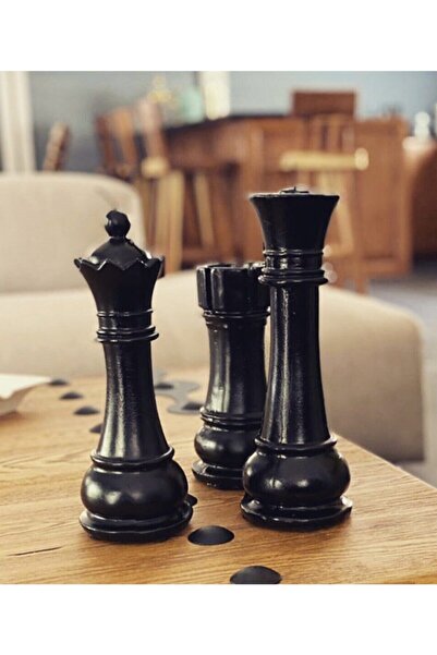 MIARIK DESIGN & DEKORASYON Dekoratif Siyah Satranç Seti Mum