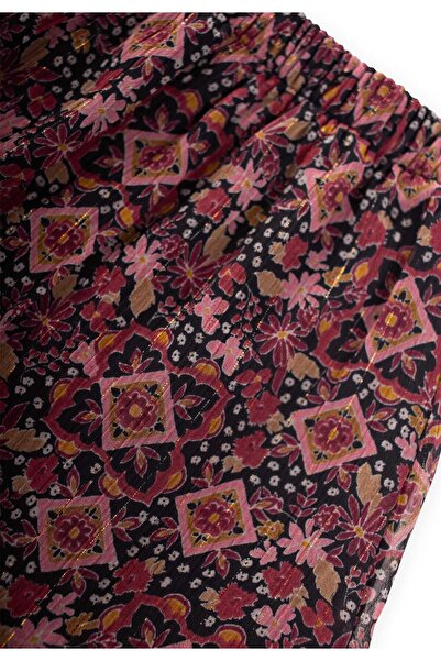 Cigit Black Patterned Chiffon Seasonal Skirt for Girls 1-8 Years