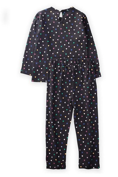 Cigit Patterned Pajama Set 3-8 Years Black