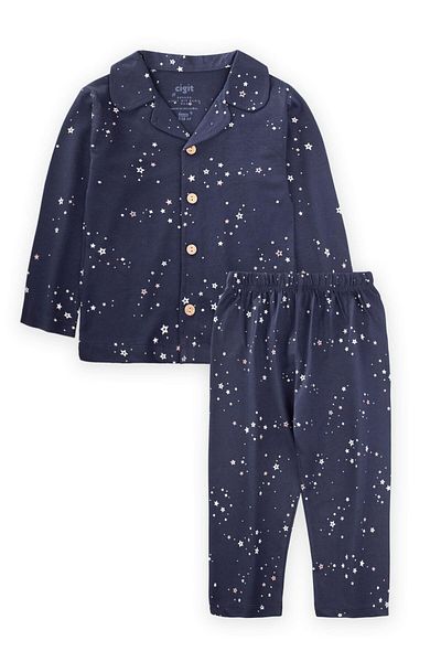 Cigit Set de pijamale cu model stea 1-8 ani bleumarin