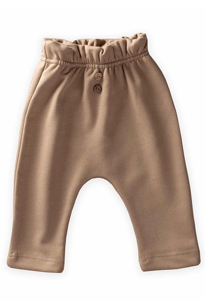 Cigit Ruffled Waist Sweatpants 0-4 Years Milk Brown