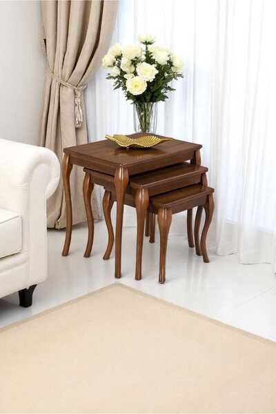 Akabesan Aksesuar Hürkuş Serisi Dikdörtgen Kayın Ağacından Ceviz Ahşap Renk 1...