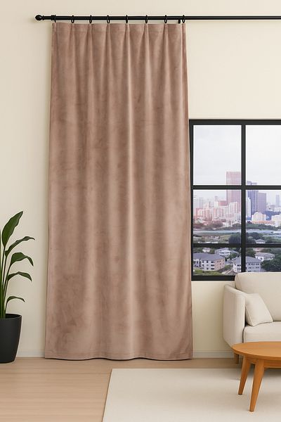 Premier Home Velvet Background Curtain 140X270 Beige