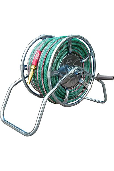 ALAYED Steel Reel with HOS Garden Hose (1/2” x 30 M, Crystal)