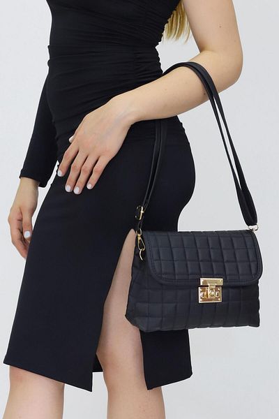 Weynes Black Women's Covered Buttoned Hand Shoulder Bag Wsb5032