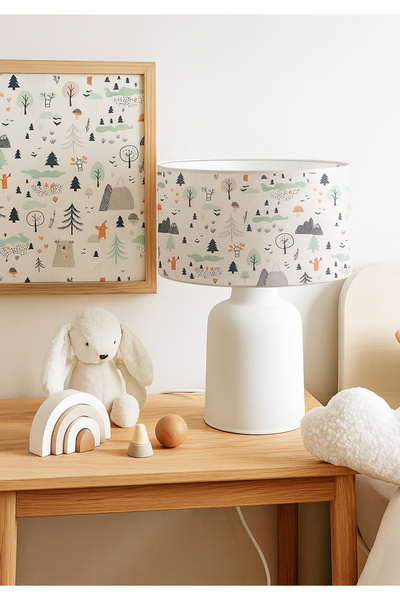 HOMİNG Nature Patterned Fabric Printed Kids Room Lampshade Ayd-3505-1