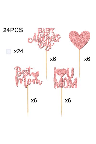 Choice Pink Yomdid 24pcs Glitter Mother's Day Cake Toppers Happy Cupcake Picks Mothers Day Best Mom I Love