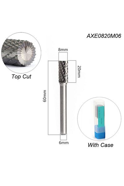 Choice Carbide Burr Ax 6x8 Solid Tungsten Carbide Burr Rotary Rasp File, Ax Cylindrical Shape Double Cut Mi