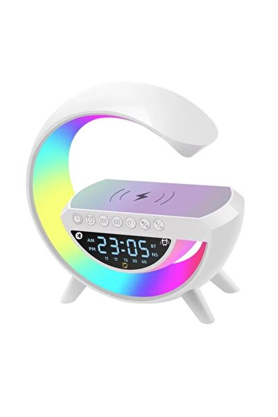 Rovitech ampa Smart LED RGB, difuzor Bluetooth, incarcator wireless, ceas cu ...