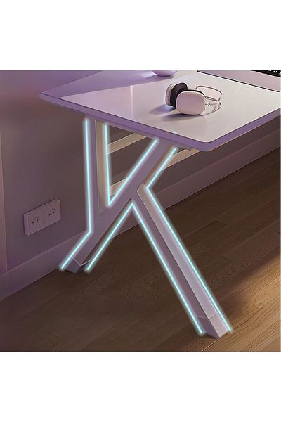 VINNYSEN Gaming Desk, Computer Desk Home Office Desk Extra Large Modern Ergonomic White Pc Table（120*60）
