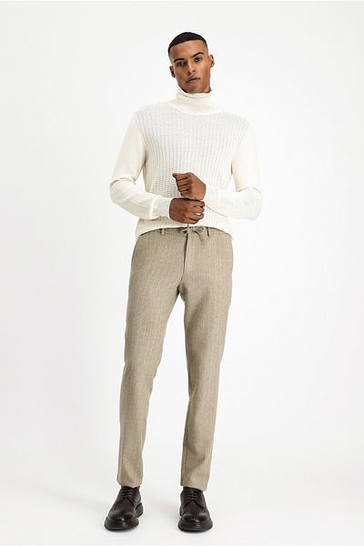 Kiğılı Slim Fit Slim Fit Woolen Elastic Waist Drawstring Stripe Classic Fabric Pants