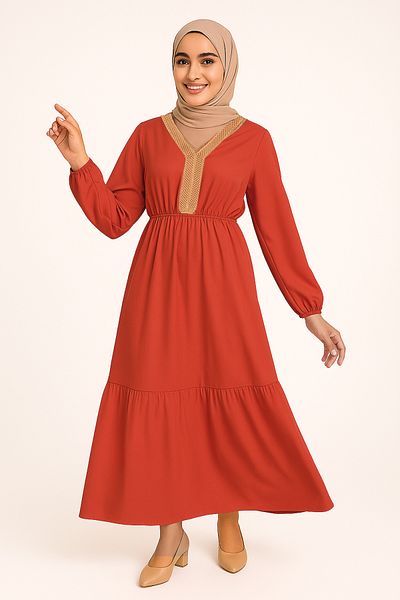 Lilo Co V-Neck Crochet Dress