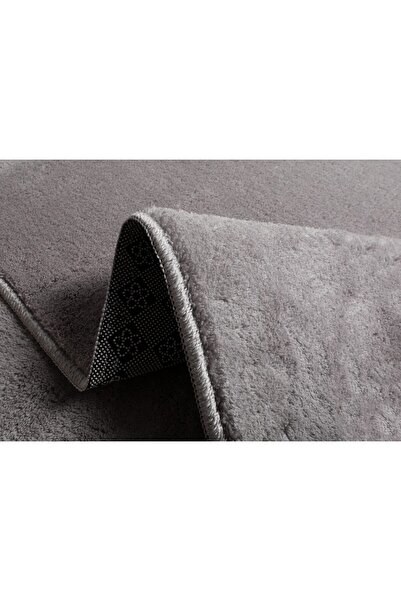 Myevilla Simirna Pompom Fringed Plush Washable Non-Slip Bath Mat 2-Piece Toilet Set Gray