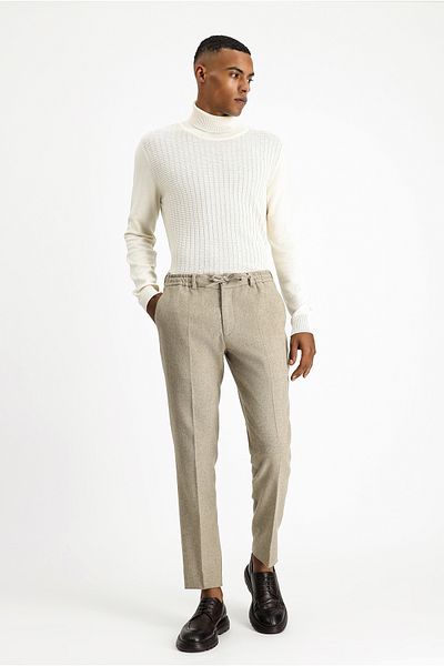 Kiğılı Slim Fit Slim Fit Woolen Elastic Waist Drawstring Classic Trousers