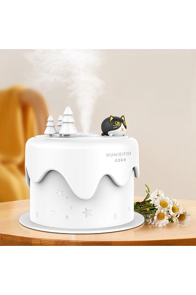 miraza Umidificator Aromaterapie, 300 ml, Lumina RGB, Model Tort Pisica, Alimentare USB