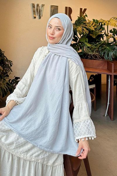 lamelif Comfort Βαμβακερό Σάλι Ασημί Γκρι