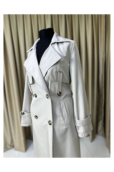 VELLICHOR Trench Coat Stone with Waist Tie