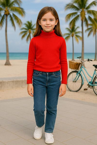 Cloise Fisherman Combed Turtleneck Combed Cotton Bady Red