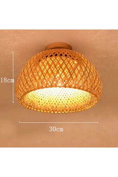 JOYINLED 30x18x18cm No Bulb Handmade Bamboo Wicker Ceiling Light Traditional Farmhouse Bedroom Hallway Mount