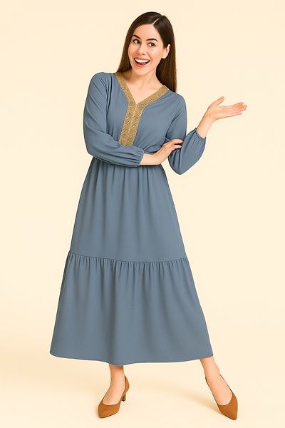 Lilo Co V-Neck Crochet Dress