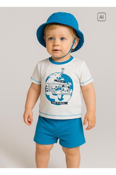 kitikate Organik Save Your Planet 3'lü Takım Beyaz Saks Mavi