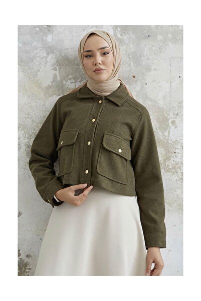 VELLICHOR Κοντό Μπουφάν με Τσέπες Χακί