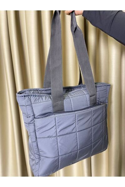 VELLICHOR Geantă cu mâner matlasată de volum mare, gri