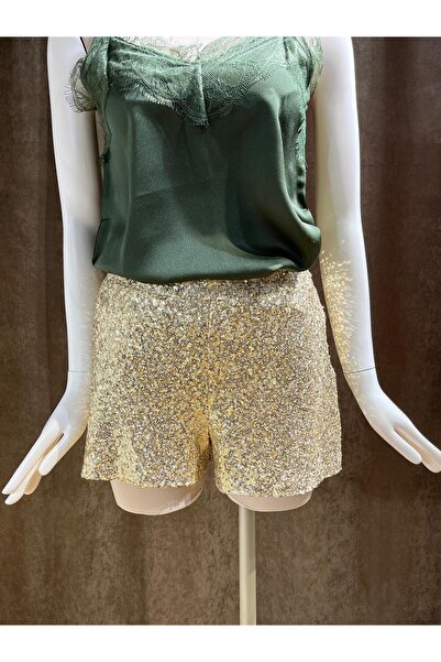 Thil Parlak Pul Payet Astarlı Yan Fermuarlı Şort