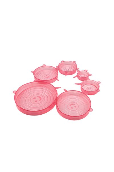 Generic Silicone Pot Lids (Set of 6) - Pink