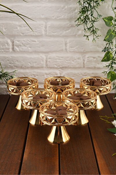 HELVACIOĞLU AKSESUAR 6 'li Diamond Ayakli Yuvarlak Şekerlik, Lokumluk, Çerezl...