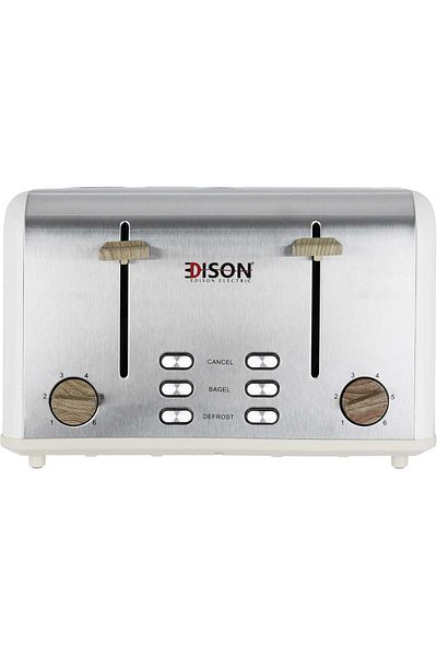 Edison Electric Toaster, 1600 Watt, 4 Slices - Wooden Beige