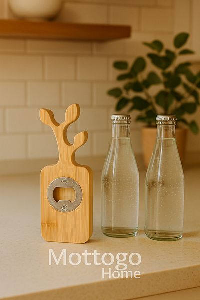 Mottogo Bamboo Magnetic Bottle Opener - Deer Design Opener