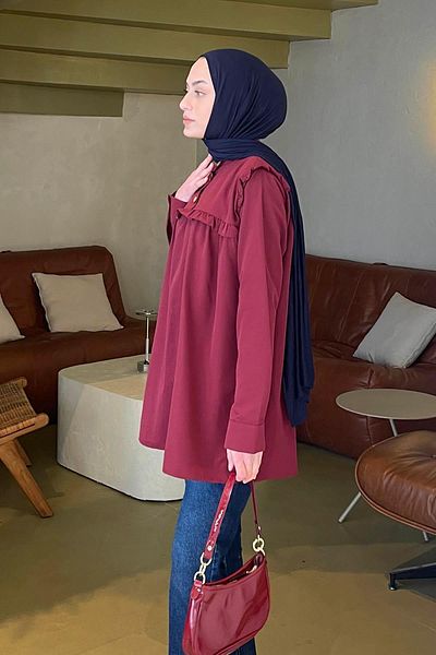 lamelif Çağla - Judge Collar and Front Pleated Tunic