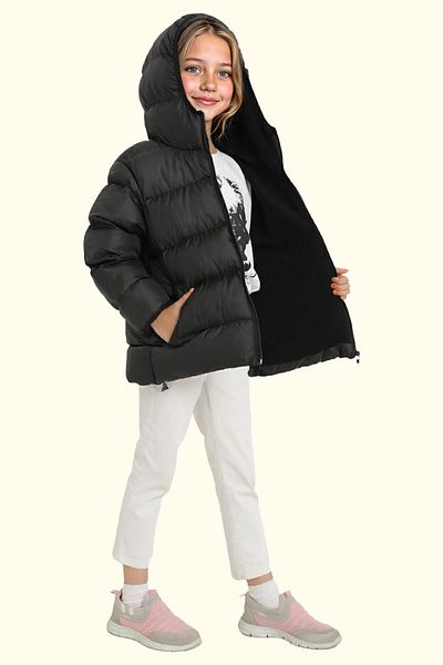 Firststops Girl's Fleece Sheepskin Hooded Waterproof Wind Resistant Inflatable Winter Coat with Pockets