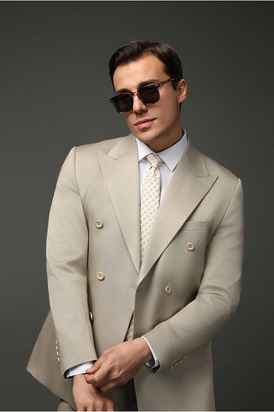 Kiğılı Super Slim Fit Extra Slim Fit Cotton Lyocell Double Breasted Suit