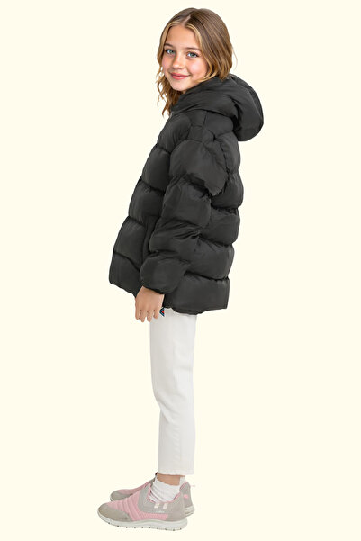 Firststops Dívčí bunda Puffer - fleece, chlupatá kapuce, voděodolná, větruodolná a kapsa