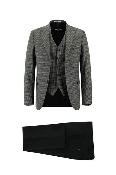 Kiğılı Plaid Patterned Slim Fit Vest Combined Suit
