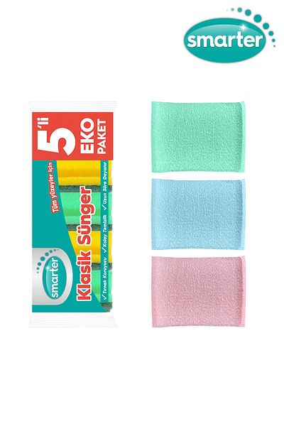 SMARTER Classic Sponge 5 Pieces Practical Sponge 3 Pieces