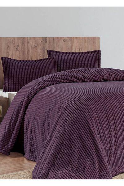 Merinos Modern Line 3 Piece Double Blanket Set Boxed 220X240 Plum