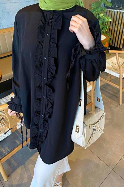 lamelif Flores Ruffled Tunic Black