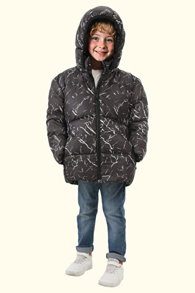 Firststops Chlapecká zimní bunda Puffer - černá, odepínací kapuce, vodě a větru odolná, s kapsami