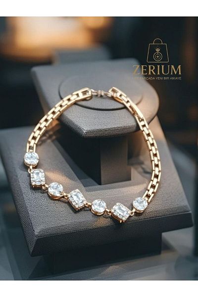 ZERİUM Xuping White Zircon Stone Premium Women's Bracelet 316L