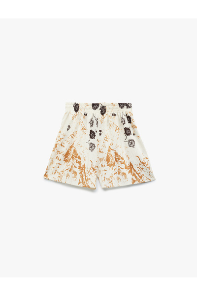 Koton Keten Karışımlı Cepli Desenli Çiçekli Kısa Şort