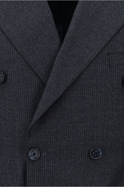 Kiğılı Regular Fit Çizgili Yün Kruvaze Takım Elbise