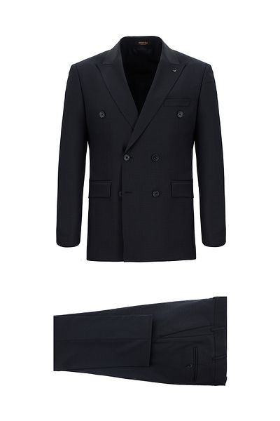 Abdullah Kiğılı Double-breasted Slim Fit Wool Eyelet Suit