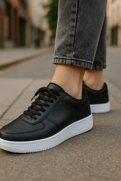 Afşin Air Sneaker - Ασπρόμαυρα γυναικεία-ανδρικά casual αθλητικά παπούτσια, άνετα και casual